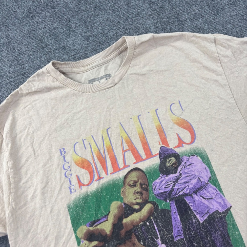 The Notorious B.I.G. Biggie Smalls Graphic T-Shirt Medium Tan Hip Hop Tee Men's
